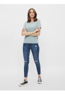 Women Jeans Pieces Midfive Flex Cr Mb254 Medium Blue Denim